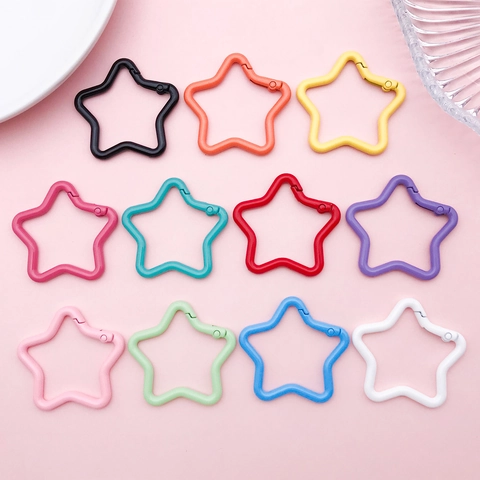 Star Shape Zinc Alloy Keychain Colorful Baking Varnish Star Carabiner Spring Clip Hook DIY Bag Charm Accessories Jewelry