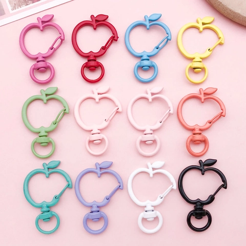 Zinc Alloy Apple Shape Lobster Clasp Painted Swivel Snap Hook For DIY Jewelry Making Keychain Accessories Painted Metal Hook