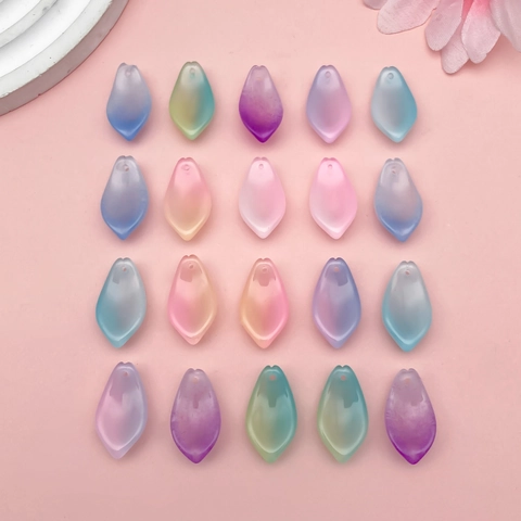 Cuentas de Pétalos de Loto de Vidrio Degradado Mixto Accesorios para Hacer Joyería DIY Charms de Flores Esmeriladas para Pendientes