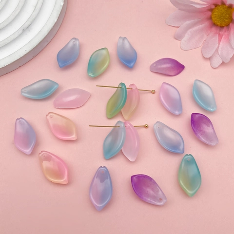 Cuentas de Pétalos de Loto de Vidrio Degradado Mixto Accesorios para Hacer Joyería DIY Charms de Flores Esmeriladas para Pendientes