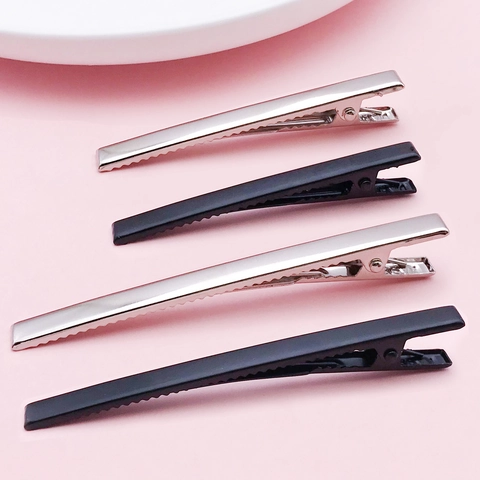 Square Metal Duckbill Hair Clips For DIY Hair Accessory Making Durable Iron Alloy Alligator Clips Base Silver Black Hairpins