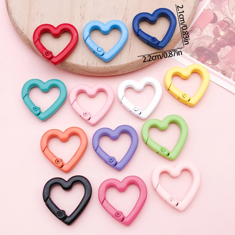 Heart Shaped Zinc Alloy Lobster Clasp Painted Keychain Buckle For DIY Jewelry Making Bag Charms Link Connector Accessories