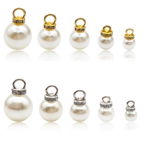 Pendentifs Künstliche Perles Imitation Alliage Strass Pour Fabrication Bijoux DIY Boucles Oreilles Colliers Élégant Blanc Or Argent
