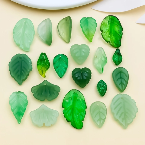 Ciondoli a Foglia in Vetro a Lume Verde Set Accessori per Creazione Gioielli DIY Botanico Floreale Collana Orecchini Artigianali