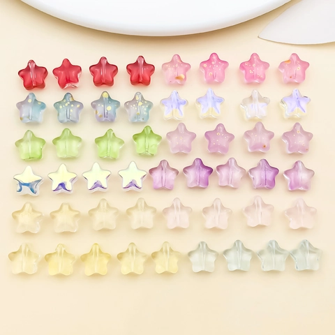 Colored Glass Star Beads Spacer Beads Five Pointed Star Loose Beads For DIY Bracelet Necklace Jewelry Making Accessory