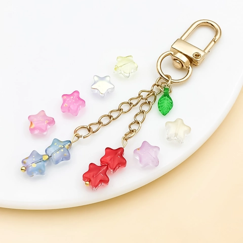 Colored Glass Star Beads Spacer Beads Five Pointed Star Loose Beads For DIY Bracelet Necklace Jewelry Making Accessory