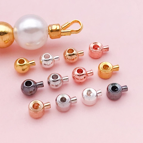 Copper Crimp Beads For Jewelry Making DIY Necklace Bracelet End Clasps Positioning Stopper Electroplated Metal Findings