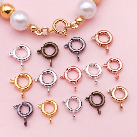 Copper Spring Ring Clasps DIY Jewelry Making Findings Connectors For Necklace Bracelet Round O-Ring Clasp Craft Components