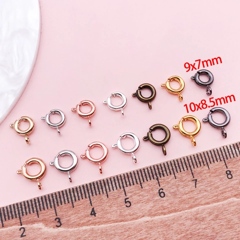 Copper Spring Ring Clasps DIY Jewelry Making Findings Connectors For Necklace Bracelet Round O-Ring Clasp Craft Components
