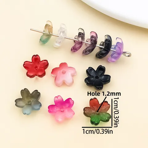 Perles en Verre Fleur de Cerisier Sakura Couleurs Dégradées Pour Fabrication de Bijoux DIY Bracelet Pompon Matériel