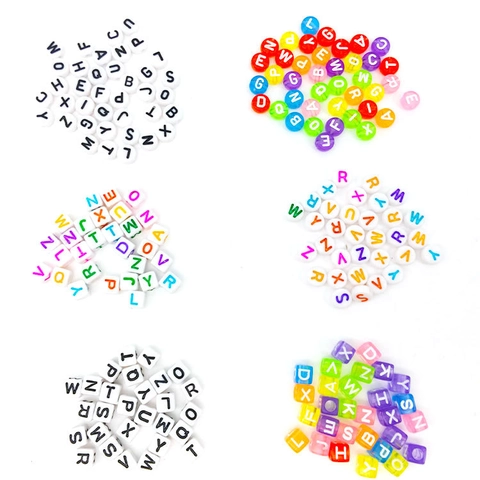 Acrylic Alphabet Beads For Jewelry Making DIY A-Z English Letter Loose Beads Round Square Colorful Bracelet Accessories