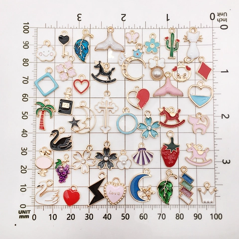Mixed Alloy Enamel Charms Pendants Kit For DIY Jewelry Making Colorful Animal Plant Star Drip Oil Charms Bulk Accessories