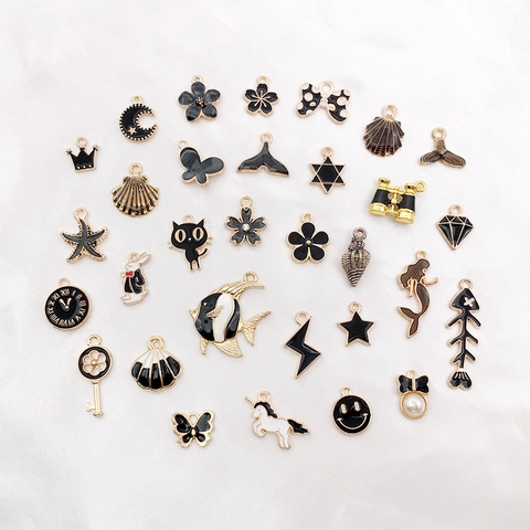 Pendentifs en Alliage à Goutte d'Émail Coquillage Nœud Étoile Lune Télescope pour Création de Bijoux DIY Colliers Bracelets Charmes