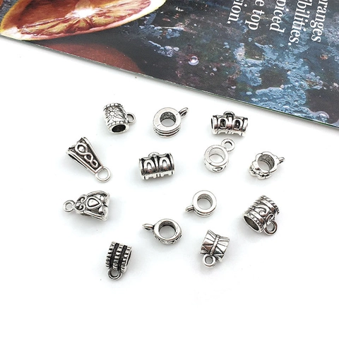 Antique Silver Zinc Alloy DIY Jewelry Bails Retro Floral Pattern Pendant Connector Bails For Bracelet Necklace Making Handmade Findings Jewelry Accessories