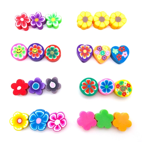 Perles Colorées en Pâte Polymère Forme Fleur Cœur Tournesol Rond Perles d'Espacement en Vrac DIY Fabrication de Bijoux Artisanat pour Enfants Femmes