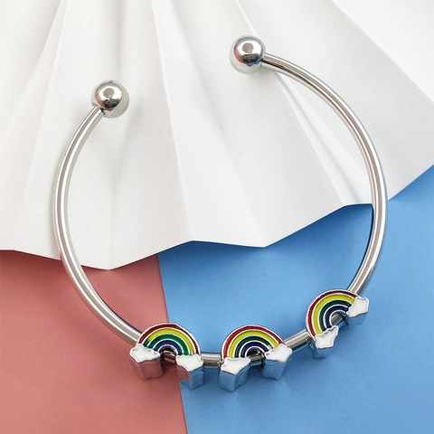 Alloy Drip Oil Enamel Large Hole Beads Cartoon Unicorn Rainbow Flower Pumpkin Carriage DIY Jewelry Making Beads For Bracelet