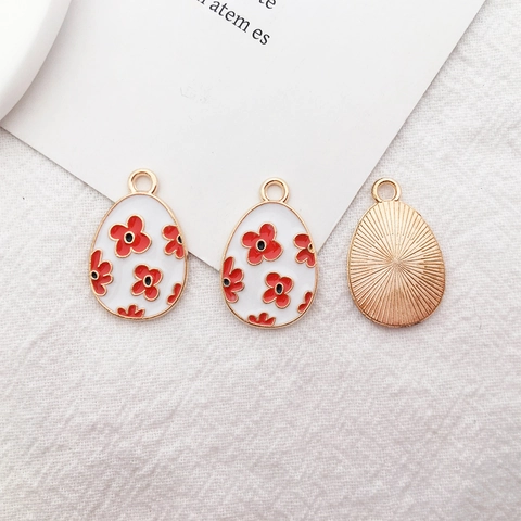 Easter Egg Enamel Alloy Pendants DIY Jewelry Making Accessories Colorful Cartoon Rabbit Chick Pattern Festive Decor Pendants