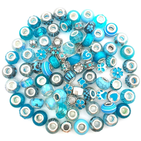Large Hole Beads Various Patterns Alloy Enamel Glass Charms Rhinestone Jewelry Making DIY Bracelet Accessories Heart
