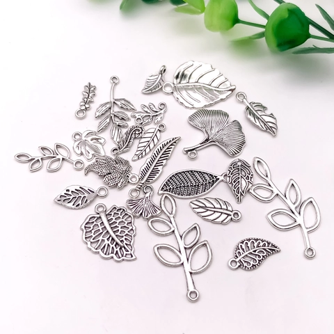 Vintage Zinc Alloy Leaf Feather Charms Antique Silver Hollow Branch Pendants For DIY Jewelry Making Bracelet Necklace Findings