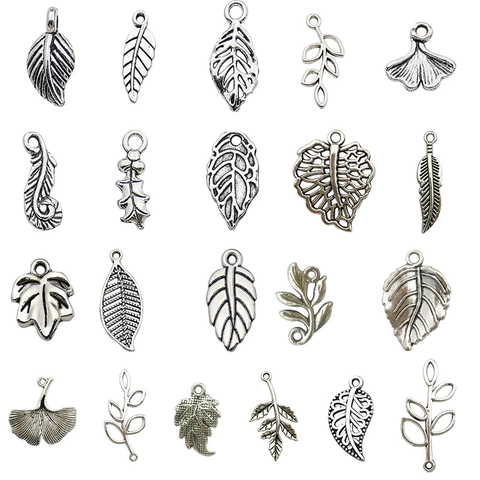 Vintage Zinc Alloy Leaf Feather Charms Antique Silver Hollow Branch Pendants For DIY Jewelry Making Bracelet Necklace Findings