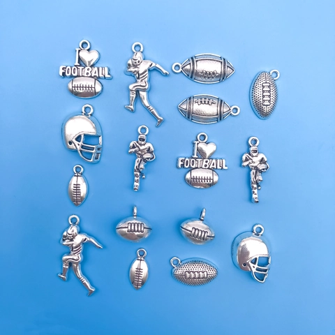 Zinc Alloy Rugby Football Charm Pendants Set For DIY Jewelry Making Necklace Bracelet Sports Theme Accessories