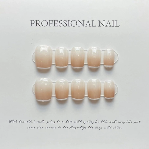 Professionelle Ombre French Tip Press On Nails Handgefertigte Elegante Nuderosa Weiß Verlauf Künstliche Nägel Damen Nägel Und Werkzeuge