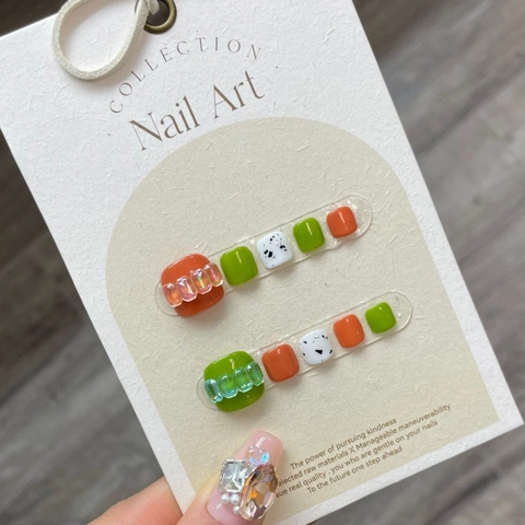 Summer Contrast Color Handmade Toenail Press On Nails For Women Decorative Rhinestone Splash Ink Design Foot Fake Nails