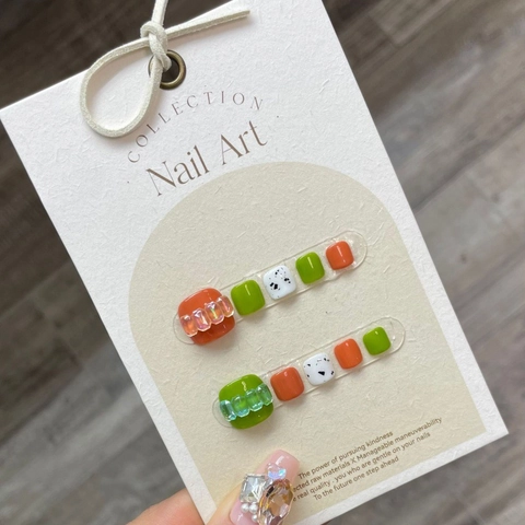Summer Contrast Color Handmade Toenail Press On Nails For Women Decorative Rhinestone Splash Ink Design Foot Fake Nails