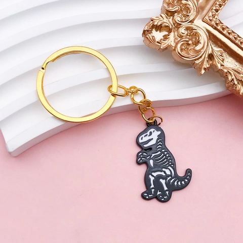 Cartoon Dinosaur Alloy Enamel Pendants Animal Skeleton Brachiosaurus For DIY Necklace Keychain Jewelry Making Accessories