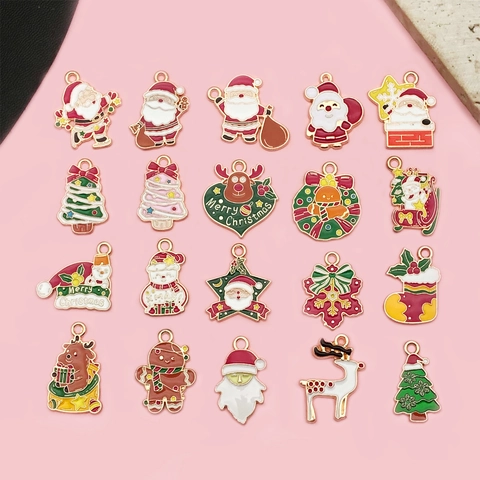 Kerst DIY Zinklegering Emaille Bedeltjes Voor Sieraden Maken Kerstman Eland Boom Peperkoekman Hangers Feestelijke DIY Accessoire
