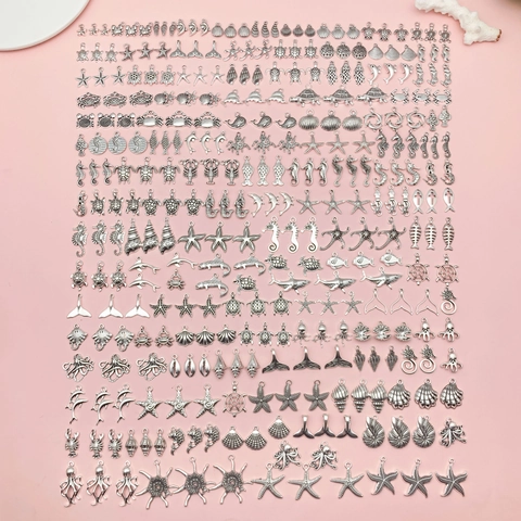 Marine Life Mixed Animal Charms For DIY Jewelry Making Alloy Resin Enamel Pendants Starfish Shell Turtle Nautical Accessories