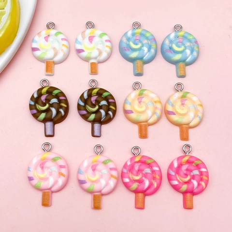 Resin Lollipop Pendants DIY Jewelry Making Colorful Spiral Candy Charms For Keychains Bag Accessories Handmade Craft Supplies