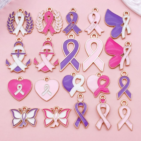 Ciondoli in Lega di Smalto a Forma di Fiocco e Nastro per Creazione di Gioielli Fai-da-te Rosa Viola Cuore Ancora per Donna Ragazza