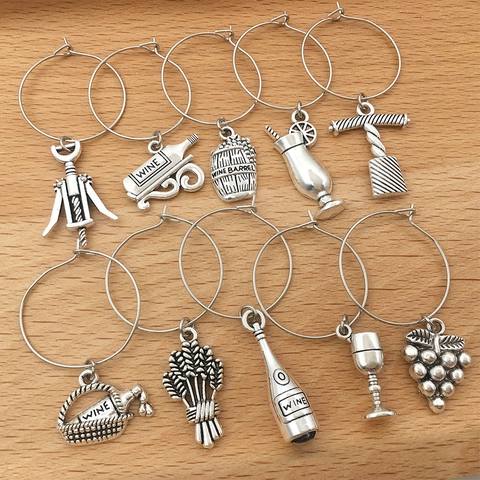 DIY Legering Emaille Wijnglas Charms Set Oceaan Reisthema Hangers Met IJzeren Ringen Voor Feest Banket Sieraden Maken Materiaal Kit
