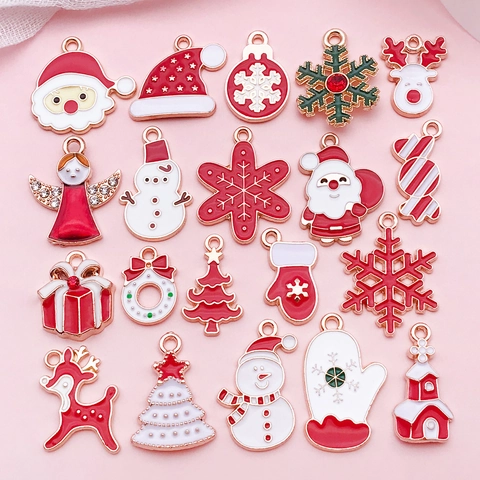 Kerst Legering Emaille Hangers Voor DIY Sieraden Maken Gemengde Eland Sneeuwvlok Kerstman Engel Boom Charms Accessoires