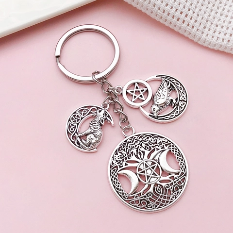 Dijes de Pentagrama de Aleación Vintage Plata Antigua Lobo Búho Luna Huecos para Creación de Joyas DIY Collar Pendiente