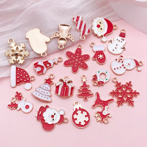 Kerst Legering Emaille Hangers Voor DIY Sieraden Maken Gemengde Eland Sneeuwvlok Kerstman Engel Boom Charms Accessoires