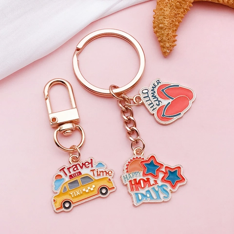 Summer Travel Vacation DIY Enamel Alloy Charms Airplane Luggage Taxi Flip Flops Pattern Pendants For Jewelry Making