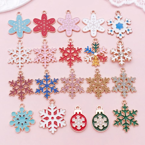 Weihnachten Schneeflocke Emaille Legierung Anhänger DIY Schmuck Charms Für Armband Halskette Herstellung Winter Feiertag Deko