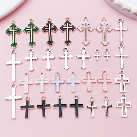 Vintage Legierung Kreuz Anhänger Gemischte Formen Emaille Religiöse Anhänger Für DIY Halskette Armband Herstellung Schmuck Zubehör Unisex