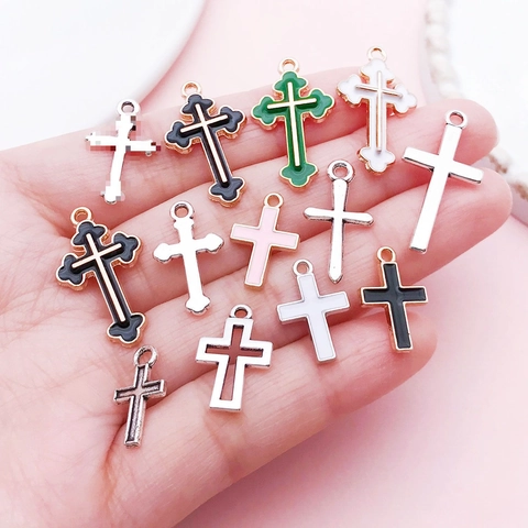 Vintage Legierung Kreuz Anhänger Gemischte Formen Emaille Religiöse Anhänger Für DIY Halskette Armband Herstellung Schmuck Zubehör Unisex