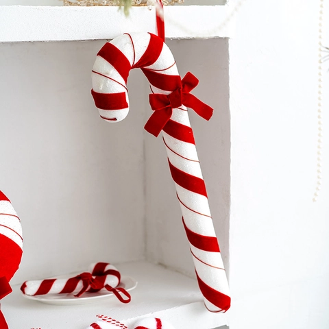 Festivi Ornamenti Di Natale In Schiuma Rosso E Bianco Bastoncino Di Zucchero Lecca Lecca Decorazioni Appese Con Brillantini E Fiocchi Per Albero Casa