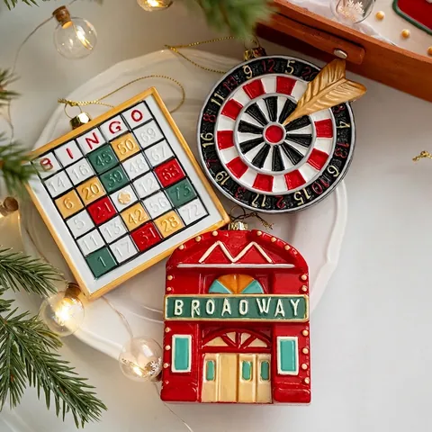 Addobbi Natalizi Appesi in Stile Retrò Americano Broadway Bingo Casino Gioco Tema Plastica Decorazione Festiva per la Casa