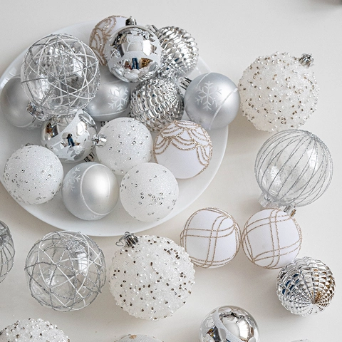 Set di Palle di Natale in Plastica Infrangibile Decorazioni Dipinte con Glitter per Albero di Natale e Festa