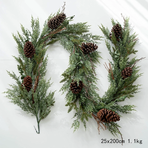Ghirlanda Natalizia Artificiale Con Pigne Naturali Eucalipto Aghi PE Decorazione Camino Stile Foresta Casa