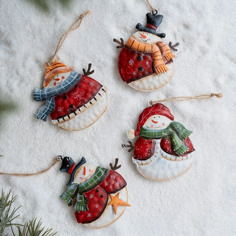 Vintage Metall Schneemann Weihnachtsbaum Hängende Dekorationen Handbemalt Eisen Schneemann Figur Mit Seil Rustikale Festliche Deko