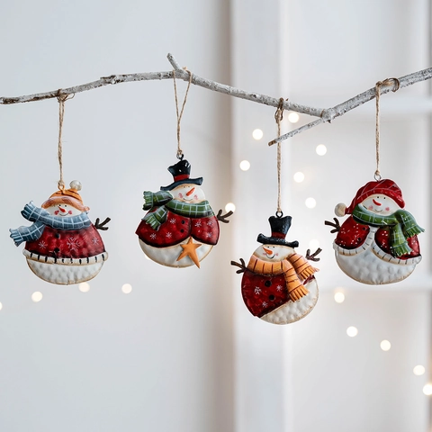 Vintage Metall Schneemann Weihnachtsbaum Hängende Dekorationen Handbemalt Eisen Schneemann Figur Mit Seil Rustikale Festliche Deko