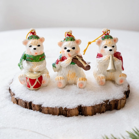Ornamenti Natalizi da Scrivania in Resina Statuette di Orso Polare e Pupazzo di Neve Decorazione per Casa Ufficio Micro Paesaggio