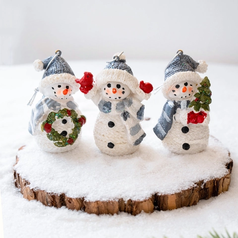 Ornamenti Natalizi da Scrivania in Resina Statuette di Orso Polare e Pupazzo di Neve Decorazione per Casa Ufficio Micro Paesaggio