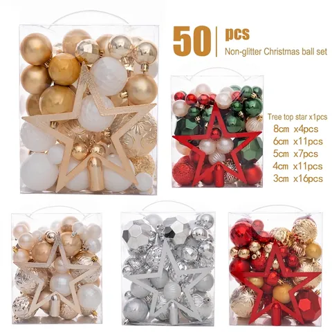 Ornements Arbre De Noël Boules Cimier Plastique Électroplaqué Or Rouge Argent Blanc Décor